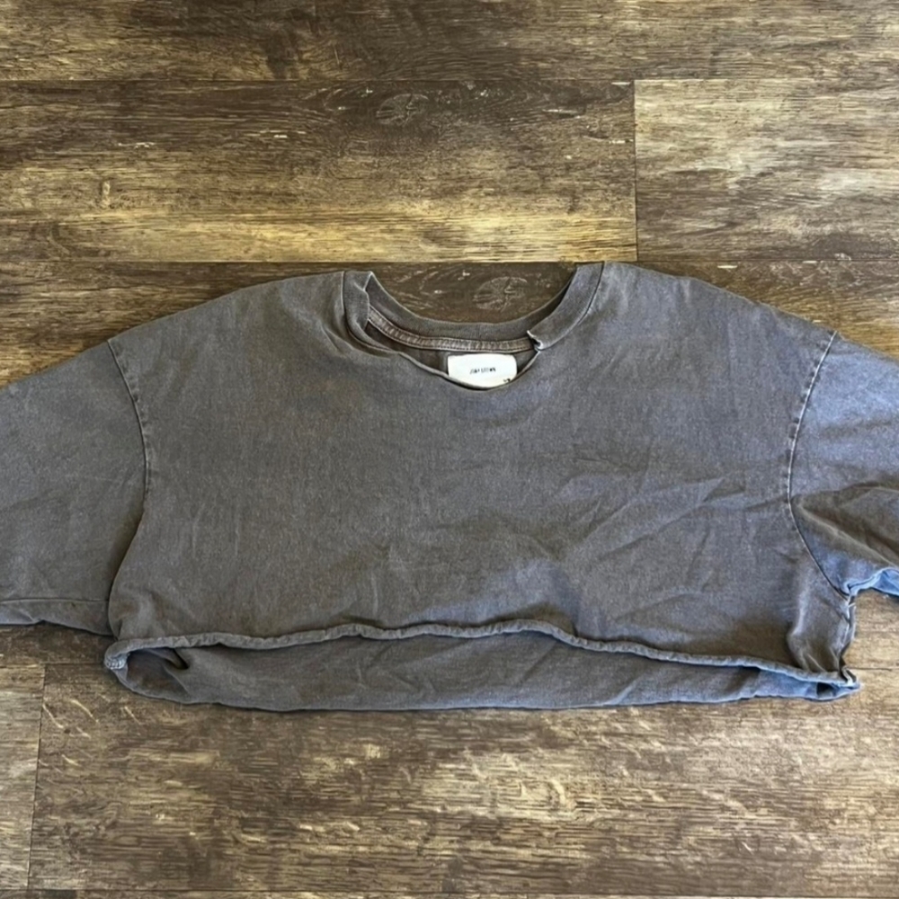 Joah Brown Gray Crop Tee